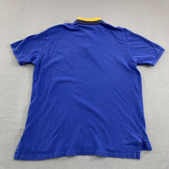 Polo Ralph Lauren Polo Shirt Mens XL Blue Yellow Collar Big Pony Rugby Cotton - Picture 10 of 14